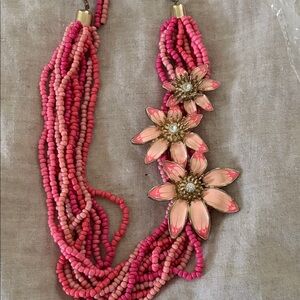 Pink Floral Beaded Necklace